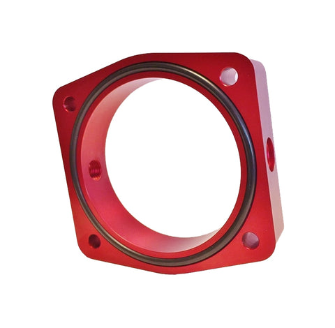 Torque Solution Throttle Body Spacer (Red): Fits Nissan / Infiniti VQ35DE Engine